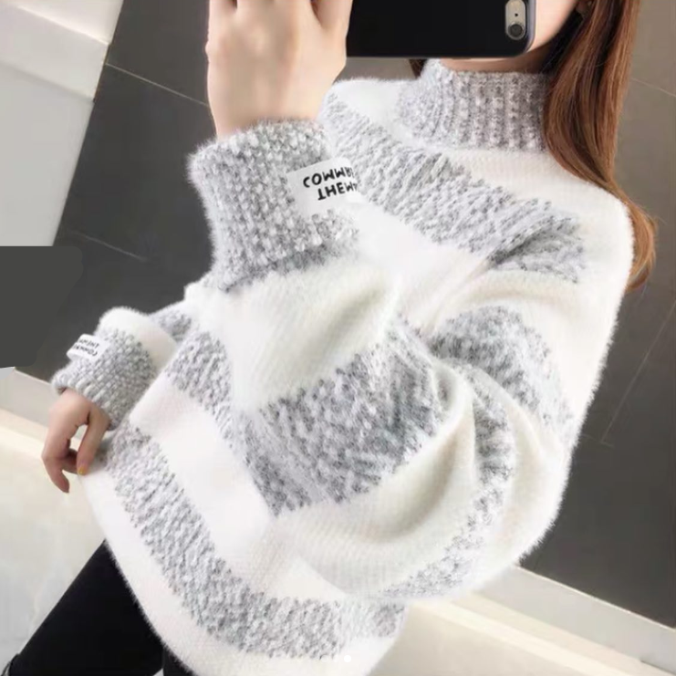 Juliane | Striped cotton turtleneck sweater