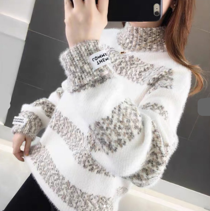 Juliane | Striped cotton turtleneck sweater