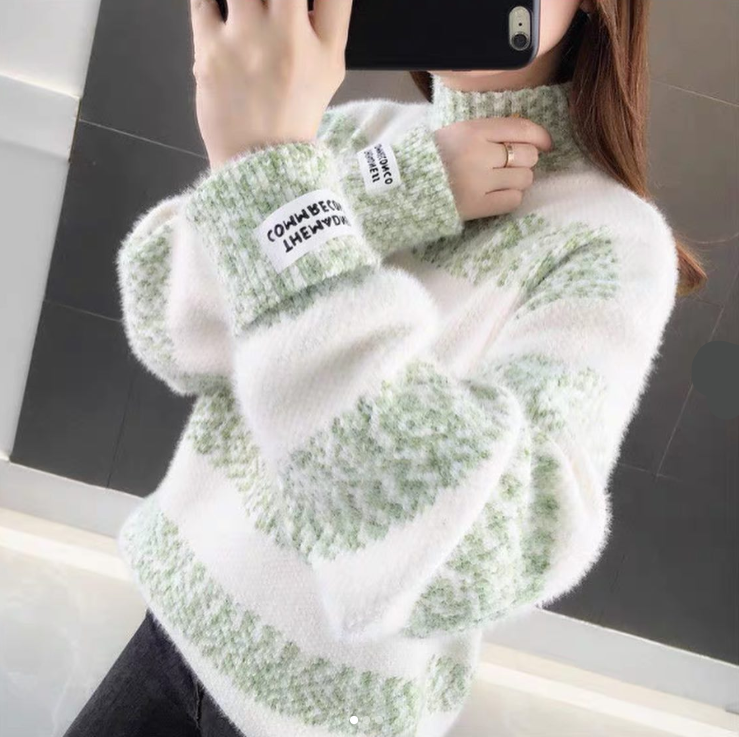 Juliane | Striped cotton turtleneck sweater