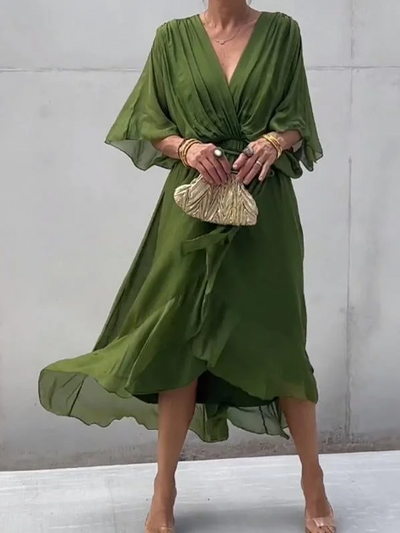 Fiona | Abito Midi Elegante in Chiffon Verde 6