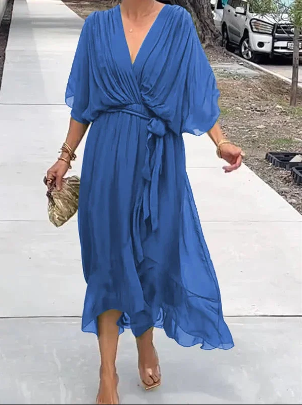 Fiona | Abito Midi Elegante in Chiffon Verde 2