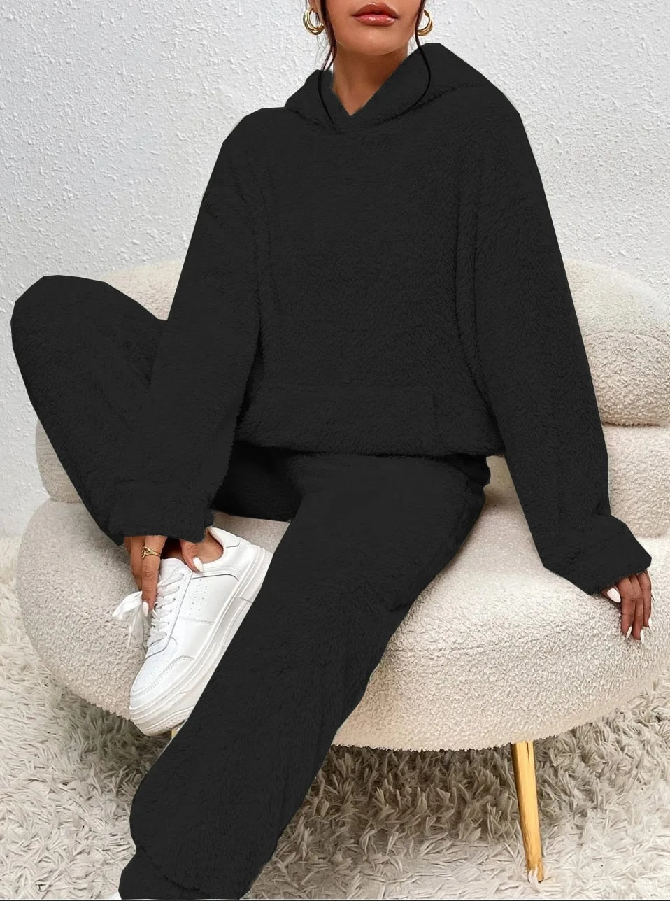 Bianca | Set di pantaloni e felpa con cappuccio