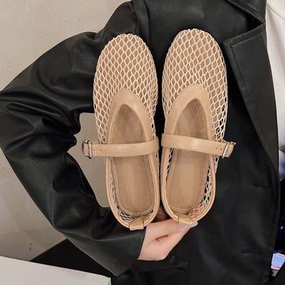 Rosa | Scarpe Mary Jane Estive Eleganti con Punta Rotonda e Fibbie Dritte-1