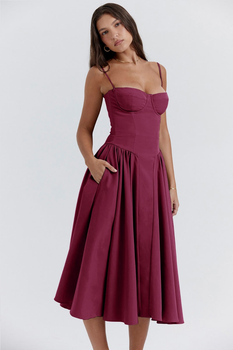 Emma | Midi-Kleid ohne Ärmel mit Korsett-Schnitt