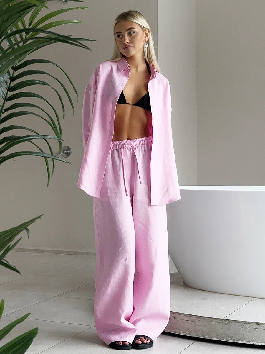 Variant image for Bornladies | Set Tuta Donna in Cotone Morbido con Camicia a Maniche Lunghe e Pantaloni Elasticizzati-8