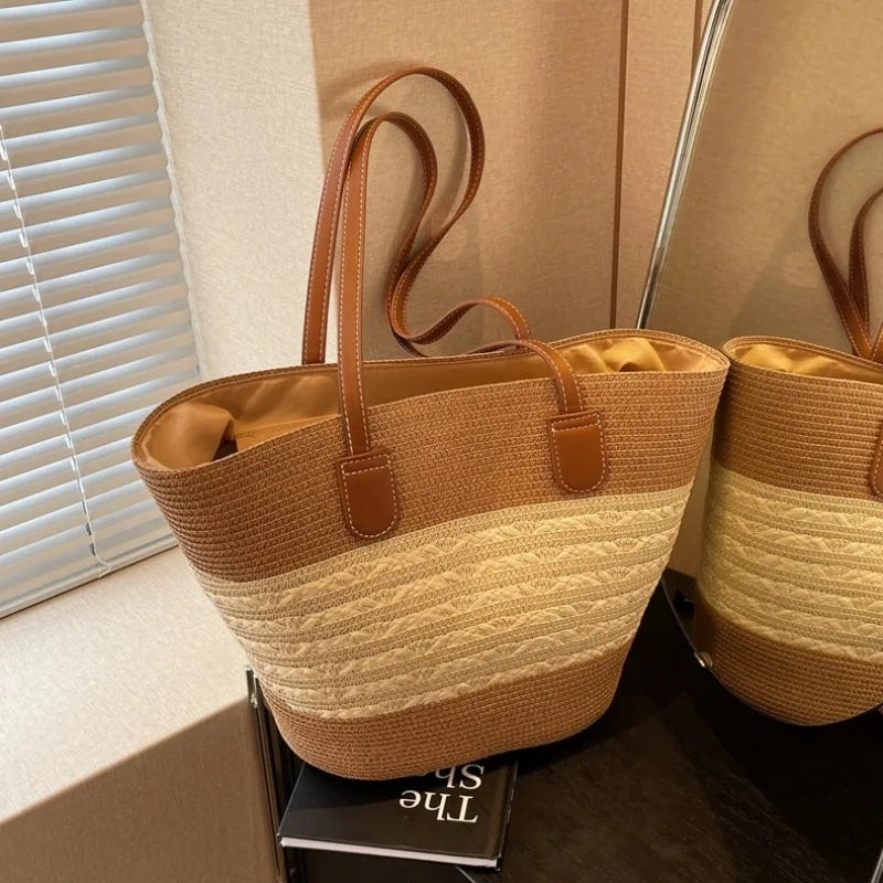 Sacca Sole | Borsa di Paglia Mare Spaziosa e Elegante per Spiaggia-2