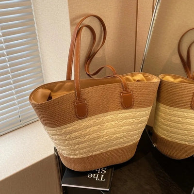 Sacca Sole | Borsa di Paglia Mare Spaziosa e Elegante per Spiaggia-2
