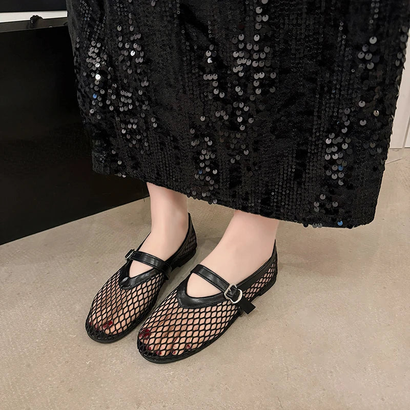 Rosa | Scarpe Mary Jane Estive Eleganti con Punta Rotonda e Fibbie Dritte-3