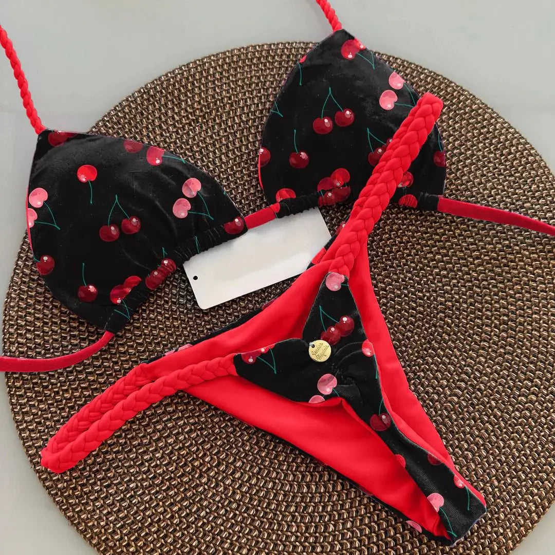 Sole | Bikini Sexy G-String da Donna in Tessuto di Seta di Latte-4