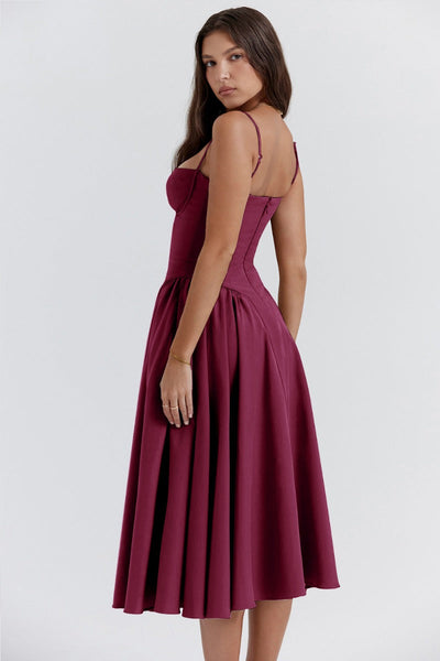 Emma | Midi-Kleid ohne Ärmel mit Korsett-Schnitt