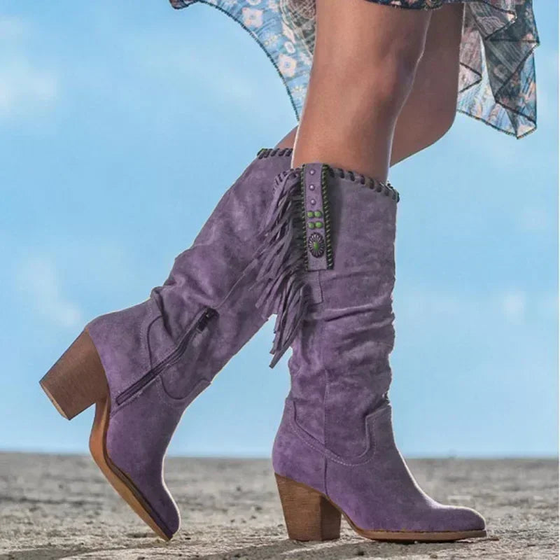 Stivali Cowboy Donna Retrò | Stivali da Cowboy Eleganti in Pelle Sintetica Nero 3