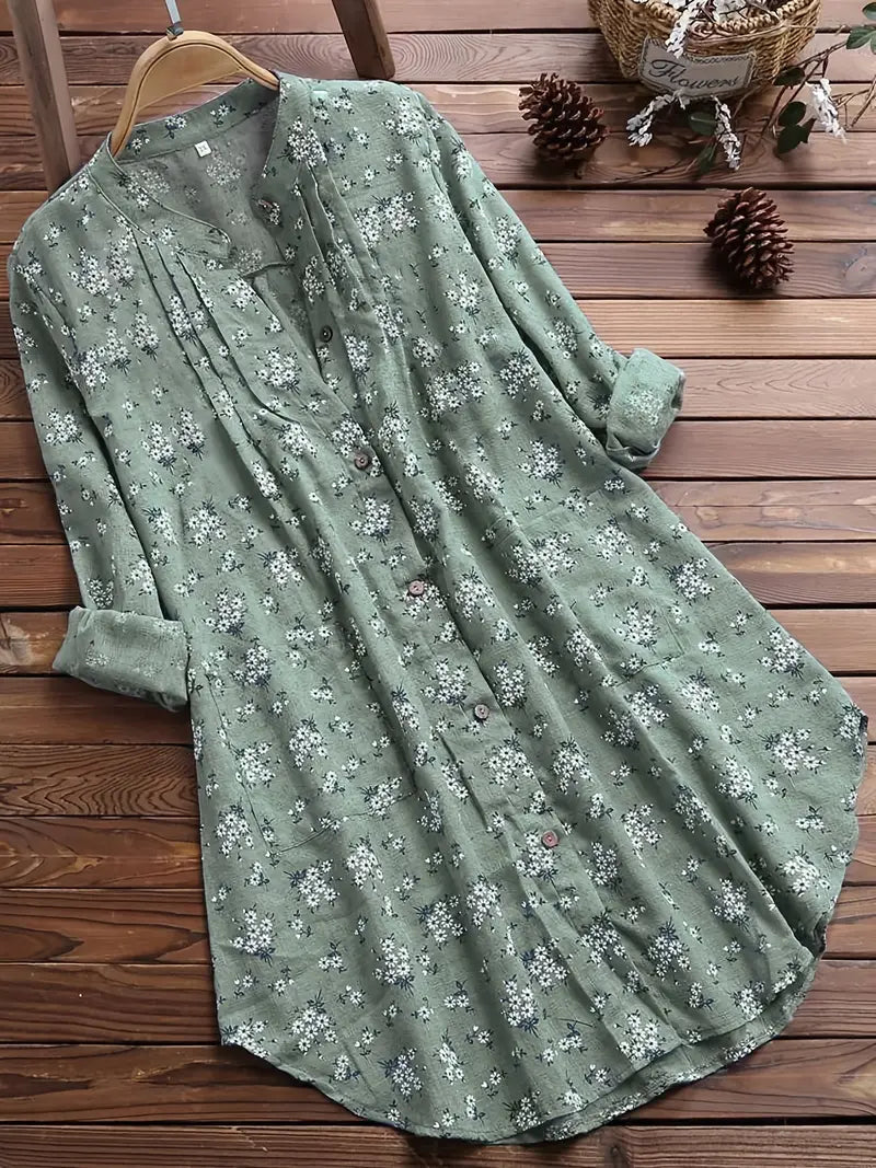 Sophia | Elegante Sommerbluse mit V-Ausschnitt und Blumenmuster