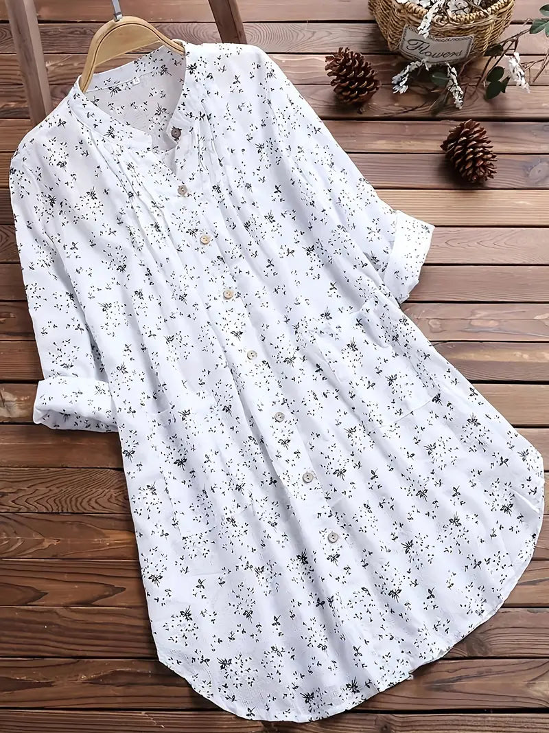 Sophia | Elegante Sommerbluse mit V-Ausschnitt und Blumenmuster