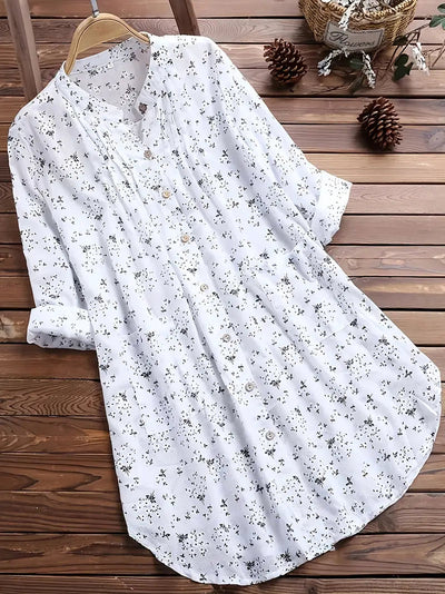 Sophia | Elegante Sommerbluse mit V-Ausschnitt und Blumenmuster