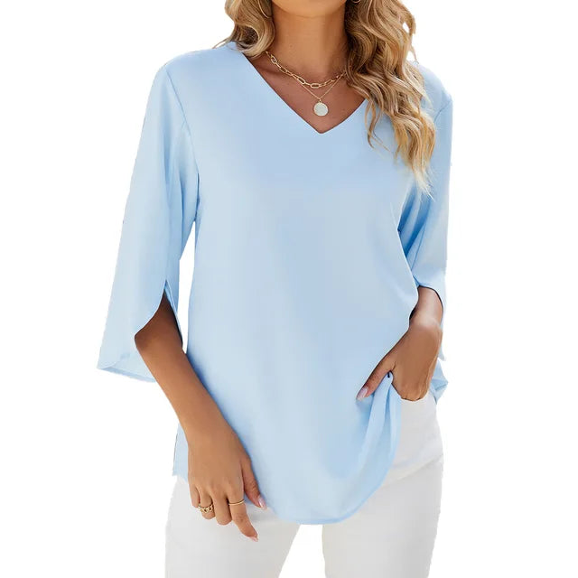 Sophie | Elegant summer blouse with V-neckline