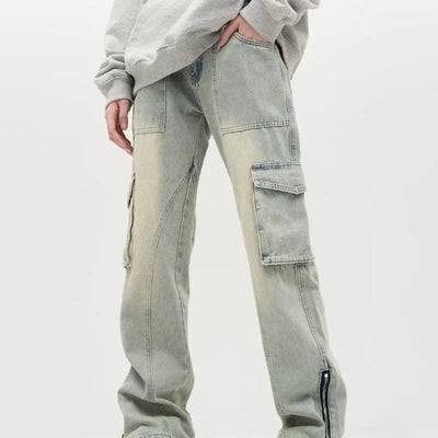 Stefan | Weite Jeans mit seitlichen Reißverschlüssen
