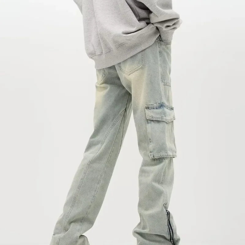 Stefan | Weite Jeans mit seitlichen Reißverschlüssen