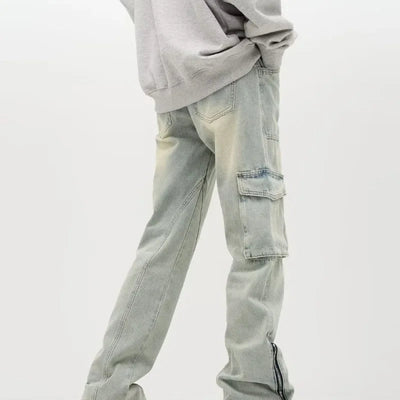 Stefan | Weite Jeans mit seitlichen Reißverschlüssen