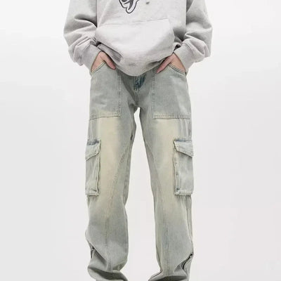 Stefan | Weite Jeans mit seitlichen Reißverschlüssen