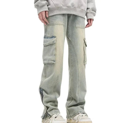 Stefan | Weite Jeans mit seitlichen Reißverschlüssen