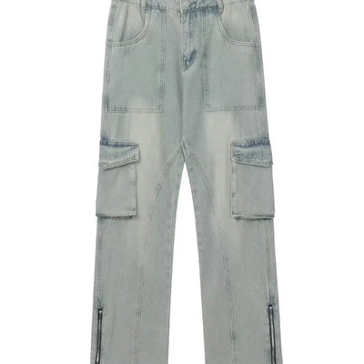 Stefan | Weite Jeans mit seitlichen Reißverschlüssen