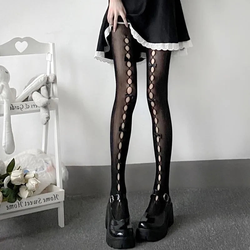 Stefanie | Collant alti fino alla coscia con dettagli a fiocco