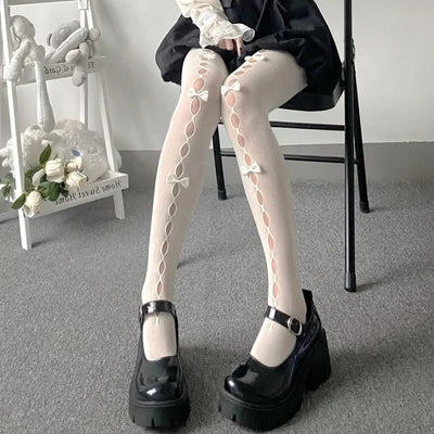 Stefanie | Collant alti fino alla coscia con dettagli a fiocco