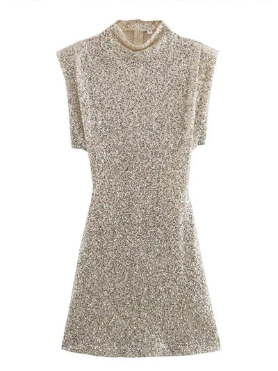 Stefanie | Mini-Kleid ohne Ärmel mit glitzernden Pailletten