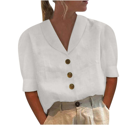 Stephanie | Bluse mit traditionellem Kragen und Knopfleiste