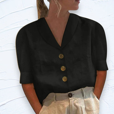 Stephanie | Bluse mit traditionellem Kragen und Knopfleiste