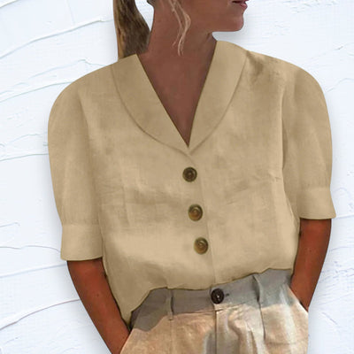 Stephanie | Bluse mit traditionellem Kragen und Knopfleiste