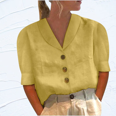 Stephanie | Bluse mit traditionellem Kragen und Knopfleiste