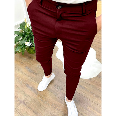 Elegante | Pantaloni da Business Uomo Classici in Tessuto Elastico-5