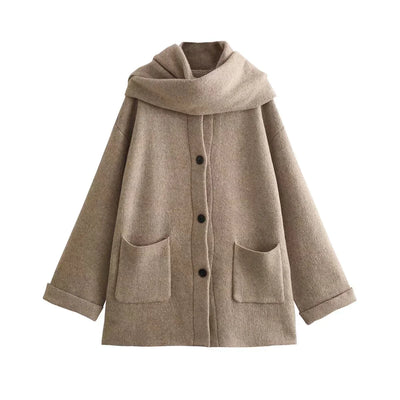 Dania | Cappotto in maglia con sciarpa