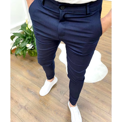 Elegante | Pantaloni da Business Uomo Classici in Tessuto Elastico-4