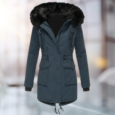 Verena | Elegante cappotto con collo in lana di cotone