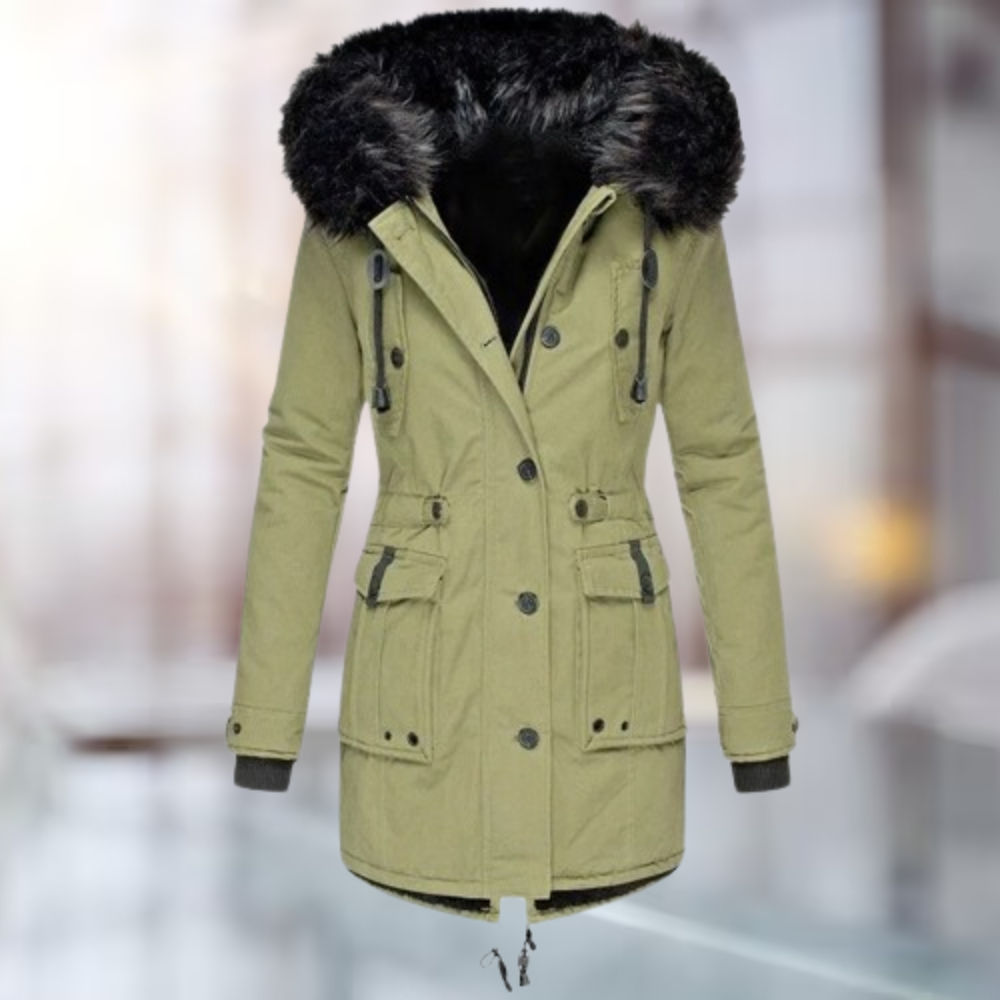 Verena | Elegante cappotto con collo in lana di cotone