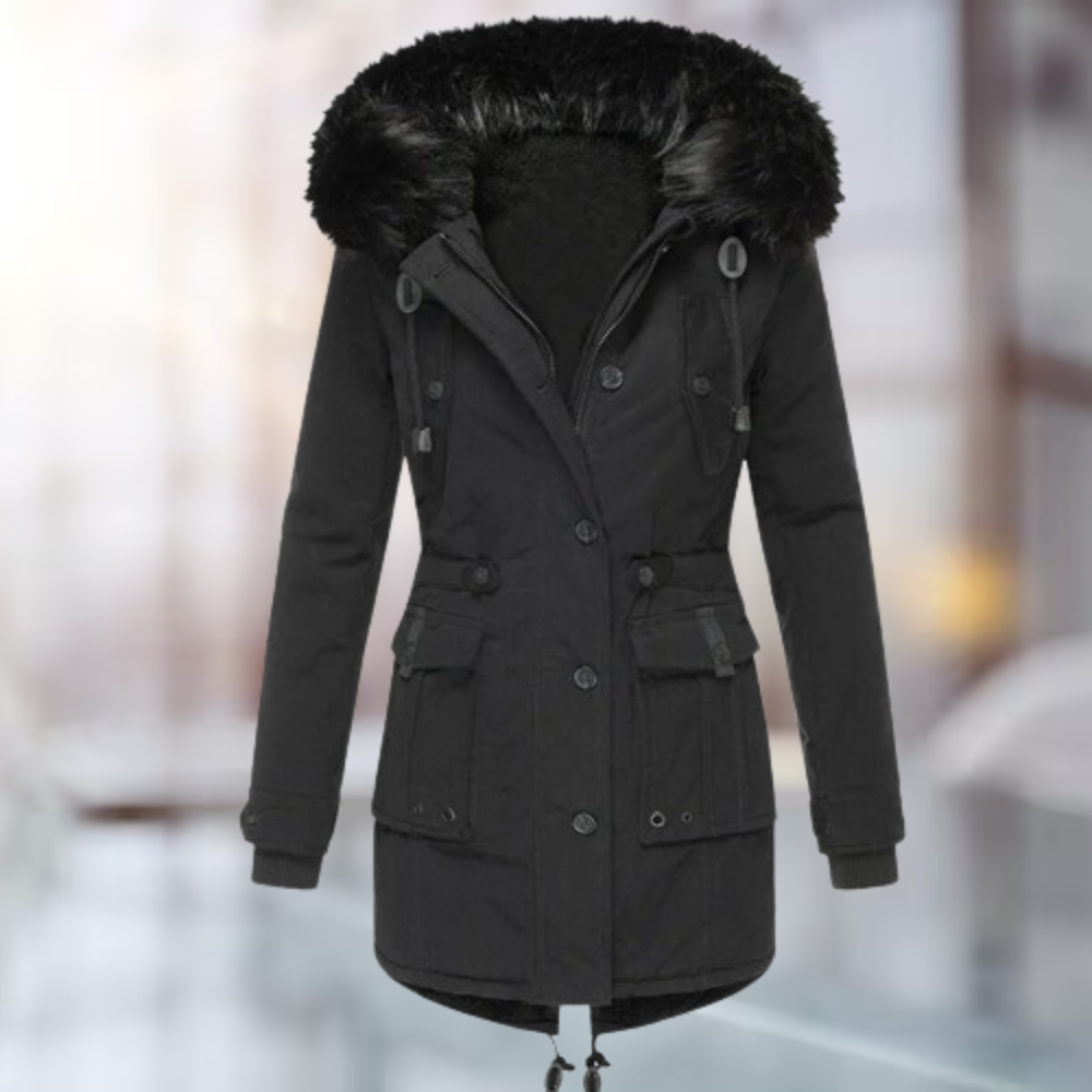 Verena | Elegante cappotto con collo in lana di cotone