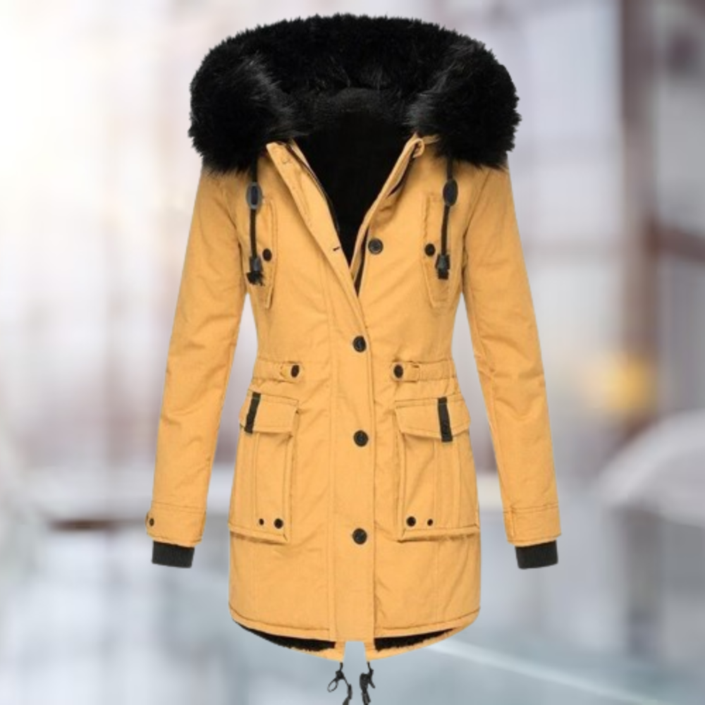 Verena | Elegante cappotto con collo in lana di cotone
