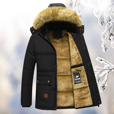 Levin | Elegante giacca parka con cappuccio in pelliccia