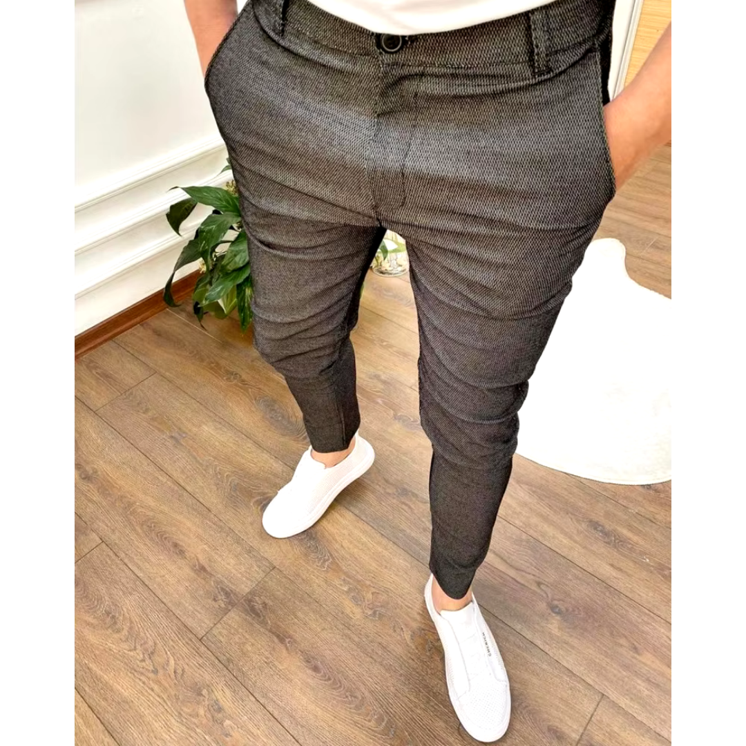 Elegante | Pantaloni da Business Uomo Classici in Tessuto Elastico-1