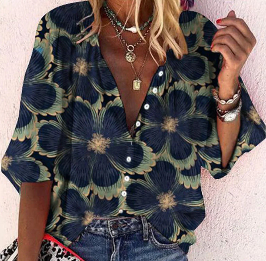 Vanessa | Modische lässige Boho-Bluse mit V-Ausschnitt