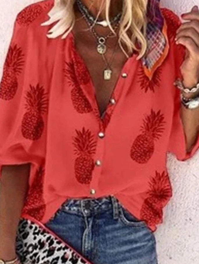 Vanessa | Modische lässige Boho-Bluse mit V-Ausschnitt