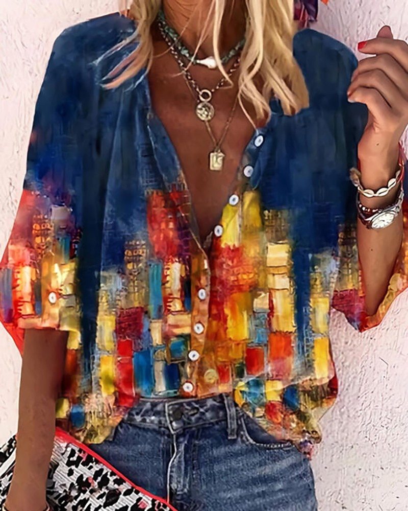 Vanessa | Modische lässige Boho-Bluse mit V-Ausschnitt