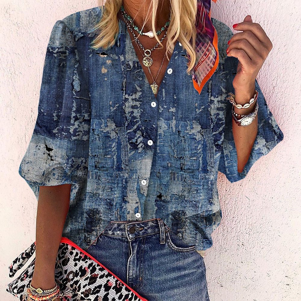 Vanessa | Modische lässige Boho-Bluse mit V-Ausschnitt