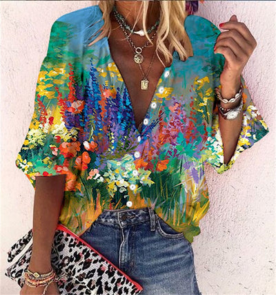 Vanessa | Modische lässige Boho-Bluse mit V-Ausschnitt