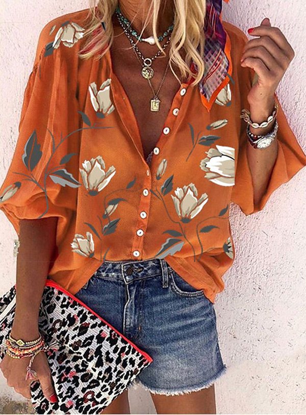 Vanessa | Modische lässige Boho-Bluse mit V-Ausschnitt