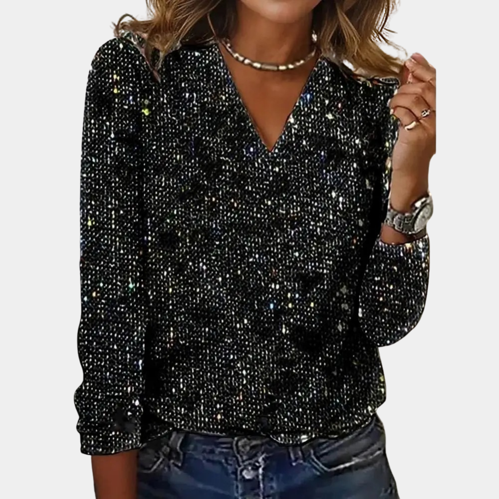 Vanessa | Top élégant avec décolleté en V et paillettes