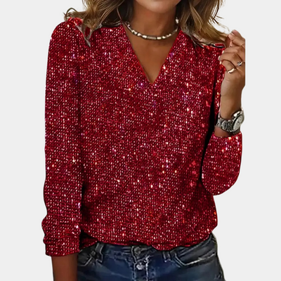 Vanessa | Top élégant avec décolleté en V et paillettes