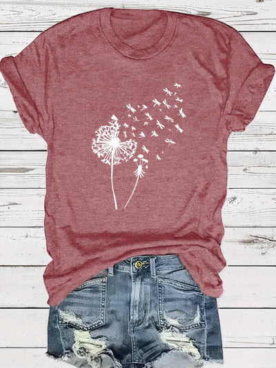 Vanessa | Casual T-shirt with dandelion graphic print